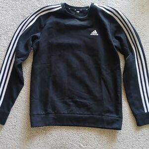 Adidas Black Sweatshirt with Classic 3 White Stripes Mens Size Medium Training